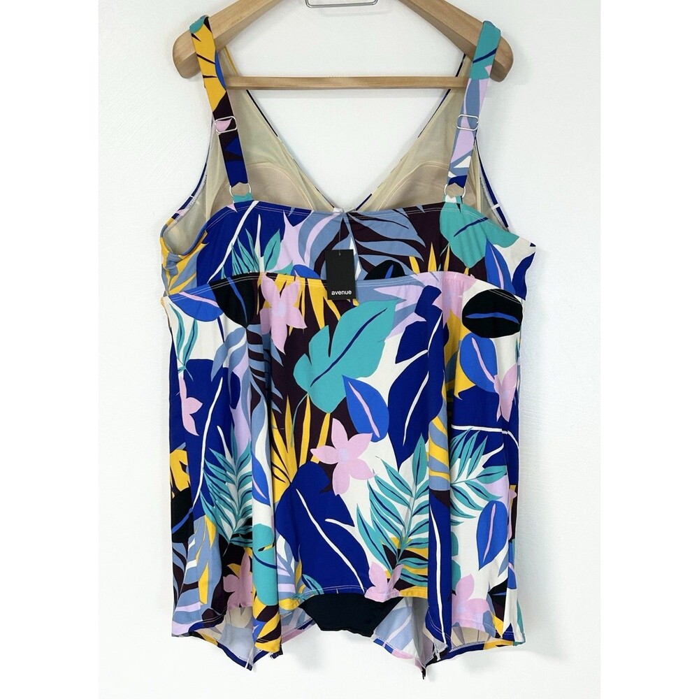 NWT Avenue 1-pc. Swim Dress Tropical Sharkbite Print Matisse Plus Size 30 Beach! - Picture 2 of 9